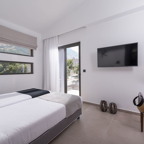 Bright two bedroom grand villa with twin beds and mountain view at Avdou Collection Crete
